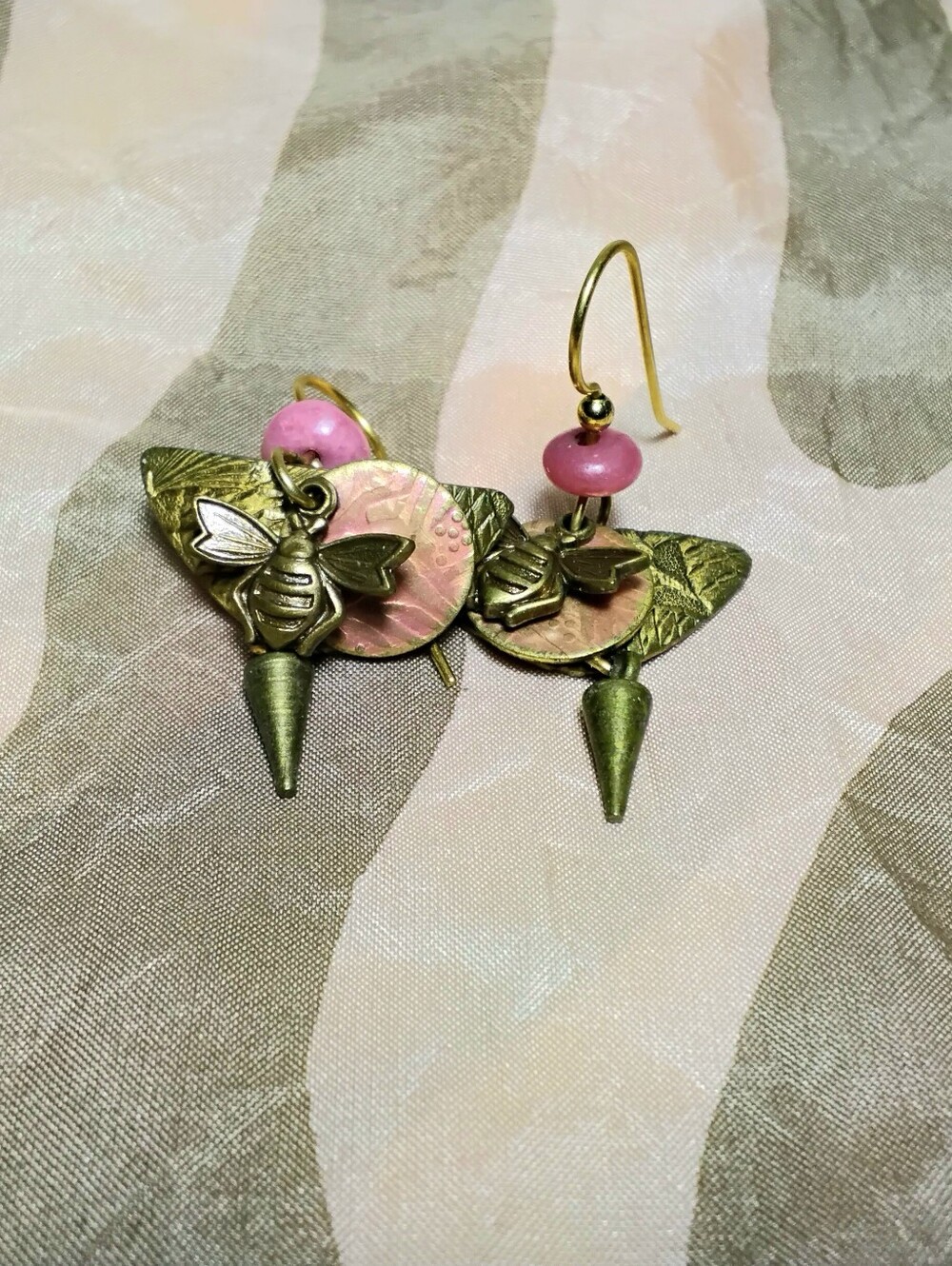 Silver Forest Bumble Bee Earrings - Picture 2 of 3